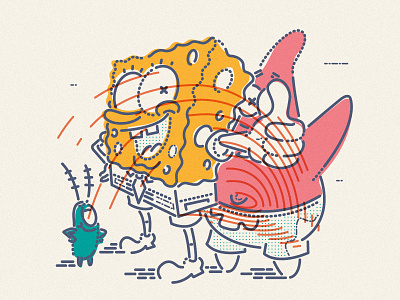 Spongey cartoon colourandlines fun icon illustration spongebob thumbprint tv