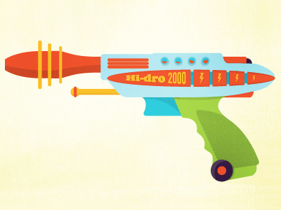 Hi-dro 2000 50s design graphic gun illustration lightening pastels sci fi texture vector warm