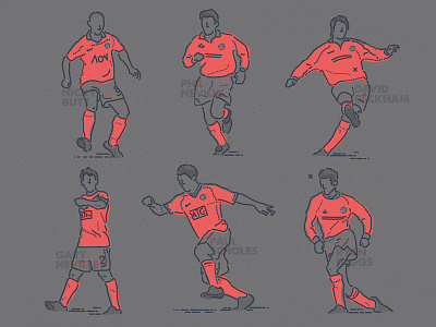 Foot-ballers ball character colour and lines football icon illustration mufc sport thumbprint
