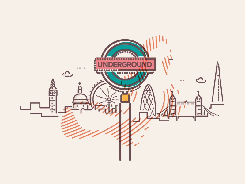 London Underground animation city colour and lines icon illustration landscape london sign thumbprint