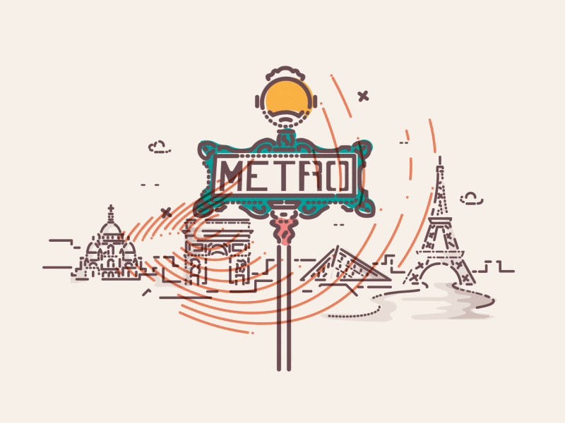 Paris Metropolitan animation city colour and lines france icon illustration landscape metropolitan paris sign thumbprint