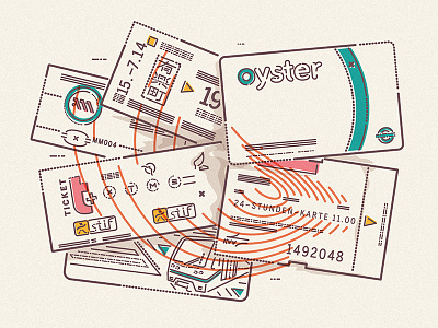 Tickets colour and lines icon illustration thumbprint tickets travel underground