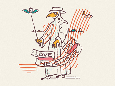 Love Thy Neighbor character colour and lines death icon illustration motivate resolution tattoo thumbprint