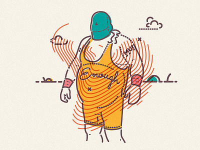 Fatty character colour and lines fighter icon illustration overweight thumbprint wrestler