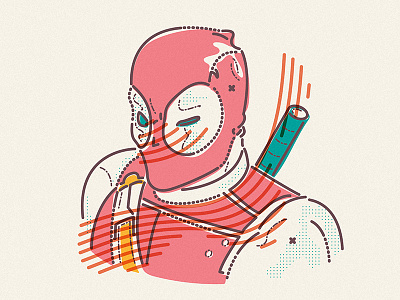 Wink Wink action bust character colour and lines deadpool illustration superhero thumbprint