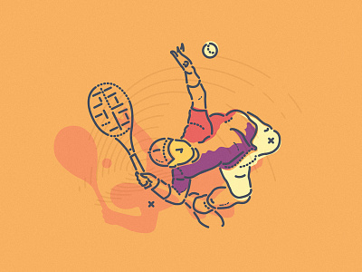 Grand Slam aerial colour and lines hero illustration overhead sport tennis thumbprint winner