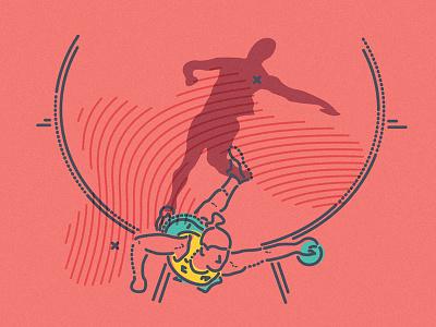 Discobolus aerial athletics colour and lines discus greek illustration olympics overhead thumbprint track and field winner
