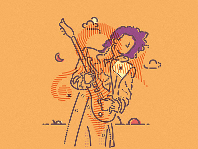 Goodbye Prince character colour and lines digital guitar illustration legend musician prince texture thumbprint