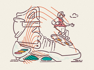 Air Mag air back to the future character colour and lines hoverboard illustration marty nike thumbprint trainers