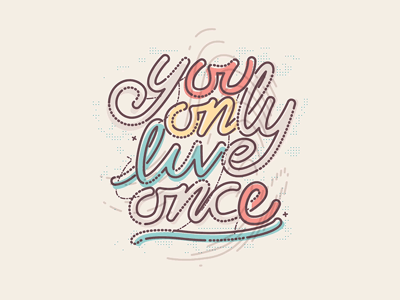 YOLO animation colour and lines illustration lettering life living thumbprint type