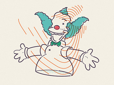 Partytime character clown colour and lines hair illustration krusty simpsons smart thumbprint