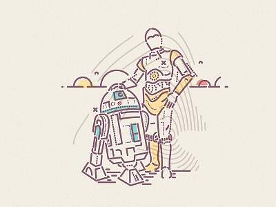 Friends Forever android artoo colour and lines droid hero icon illustration illustrator r2d2 starwars symbol thumbprint