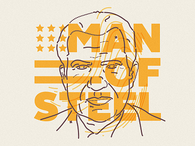 Man Of Steel character colour and lines icon illustration man president reagan symbol thumbprint type