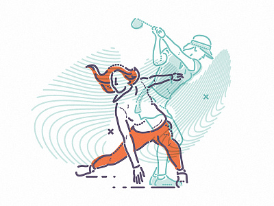 Golf swing colour and lines fitness golf health icon illustration isometric pga symbol thumbprint
