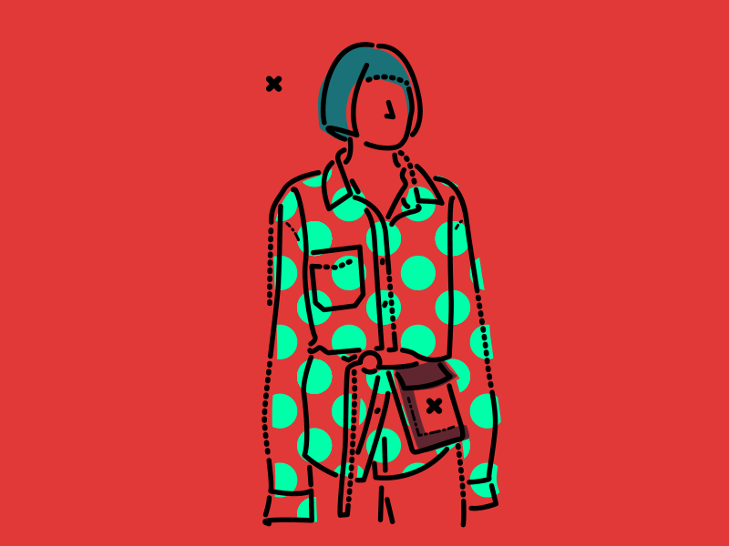Polka girl avatar circles fashion graphic icon illustration person portrait woman