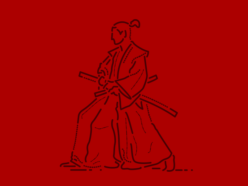 Ronin brand colour and lines eastern icons illustration japanese ronin samurai style symbol thumbprint