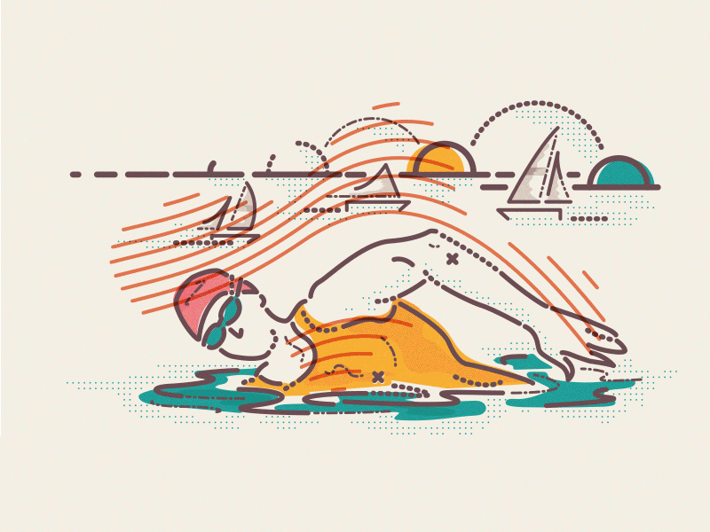 Circuito Aqua active brand festival icon illustration lines minimal sport style swimming ui