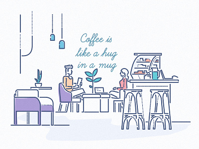 Coffee time api brand characters coffee colourandlines financial icons illustration payment style symbol thumbprint