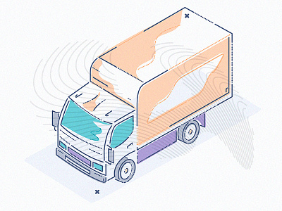 Delivery truck brand characters colourandlines drive financial icons identity illustration learning style tech vehicle