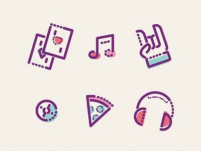 Playful brand cards colourandlines editorial food game icons identity illustration magazine music robot