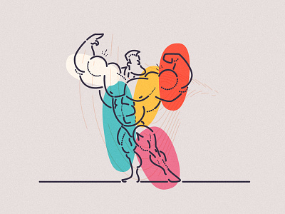 Working out colourful illustration lines mental health mindfulness minimal muscle shapes thumbprint vibrant workout