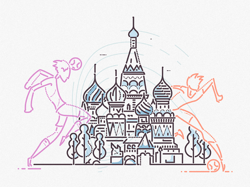 The Kremlins james oconnell character thumbprint minimal lines building kremlin russia world cup sport football illustration