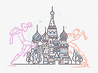 The Kremlins building character football illustration james oconnell kremlin lines minimal russia sport thumbprint world cup