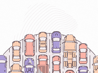 Driving automotive cars driving illustration james oconnell lines minimal overhead thumbprint