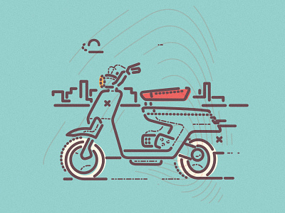 Scooting along beep beep illustration james oconnell lines minimal scooter thumbprint travel vespa