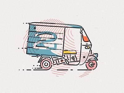 Rickshaw colour and lines icons illustration james oconnell lifestyle lines minimal thumbprint travel vector vehicle