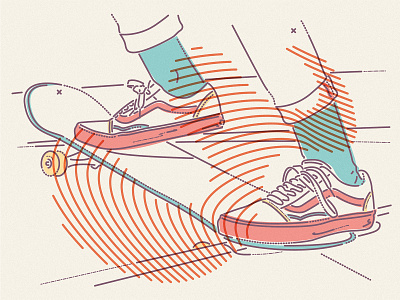 Old Skool brand fashion illustration james oconnell lines minimal shoe skating sneakers thumbprint trick vans