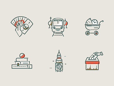 Scouting icons colour and lines editorial equal icons illustration james oconnell lines minimal scouts thumbprint ui