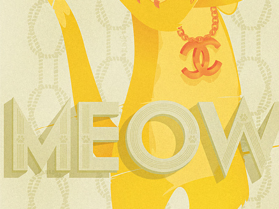 MEOW in style bling cat chain chanel illustration lettering lol paws typography