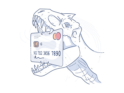 T Rex bite colour and lines credit card credit card payment dinosaur event fintech icon illustration minimal thumbprint trex