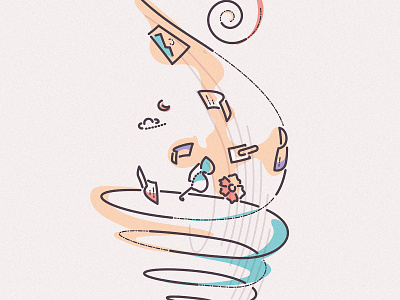 Swirly editorial holiday illustration lines minimal swirl thumbprint travel vortex