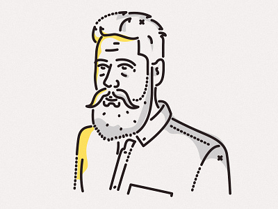 The mighty beard avatar beard colour illustration james oconnell lines minimal portrait profile serieseight tech
