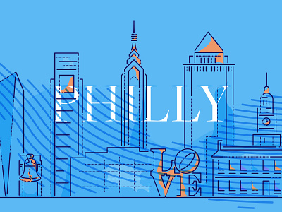 Philly always sunny architecture cityscape colour and lines illustration james oconnell landscape minimal philadelphia thumbprint