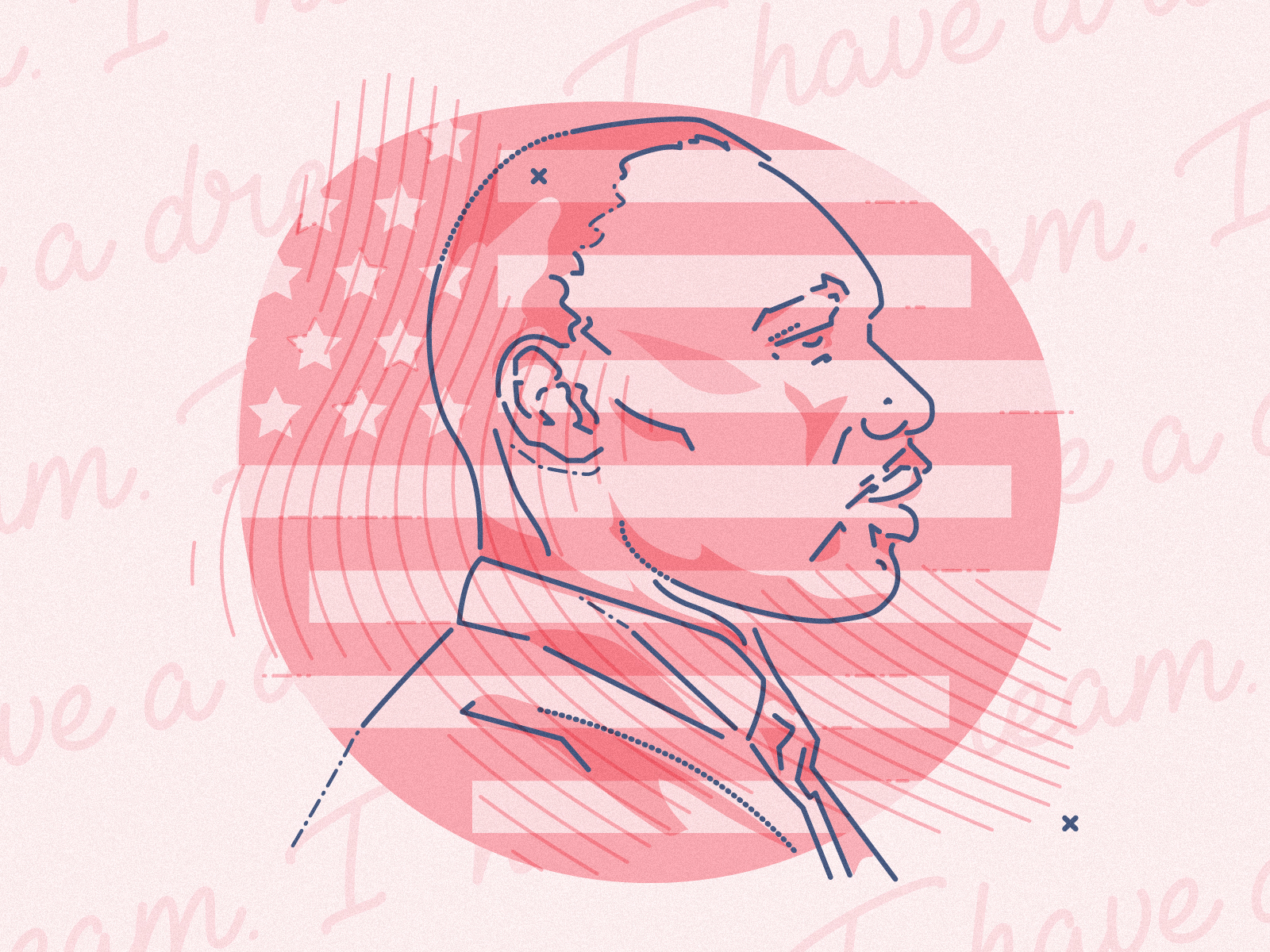 I have a dream character colour and lines equal rights graphic illustration james oconnell lines martin luther king minimal portrait thumbprint