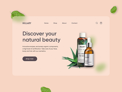 Hillary - cosmetics store cosmetics design eco minimal nature organic shop shopping site typography web