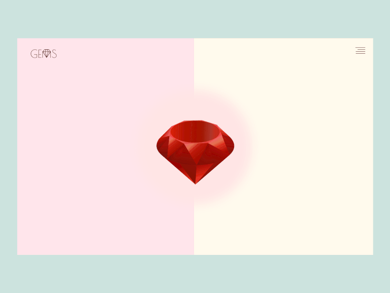 Gems - Simple Homepage UX animated animated gif animation beautiful cool design diamaond easy figma figmadesign flow gems landing page new simple ux webdesign