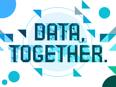 Data Together abstract blue circles triangles typography