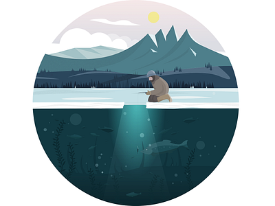 Ice Angler Illustration - Fishing