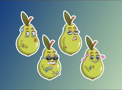 Stickers Emotions of Pear caracter design design emotion illustration sticker vector