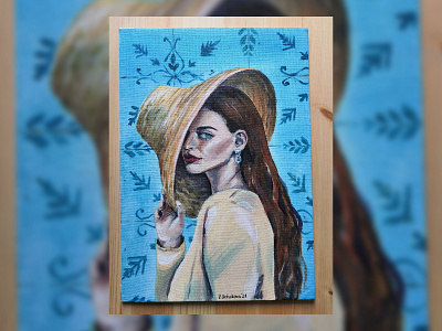 Girl with hat acrylic painting painting portrait realism