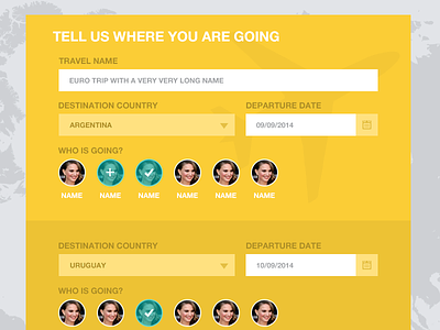 Trip planning Form country selector plane travel trip planning ui ux