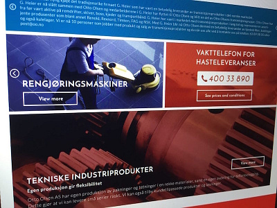 Homepage for industrial factory website