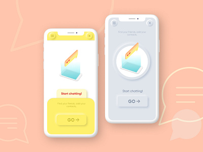 Chatting app page / neu-morphism tryout 3d app chat chatting app colorful design figma icon illustraion ios minimal mockup neumorphic neumorphism ui ux vector