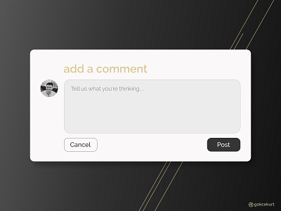 Comment Pop-up Page app black black white colorful comment design figma gold minimal ui ux webdesign website