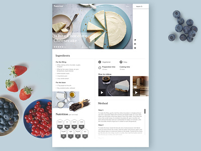Dessert Recipe Page app colorful cook design dessert figma food icon minimal nutrition recipe ui ux vector web webdesign website