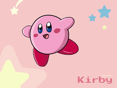 Here is Kirby! character colorful cute design game illustration illustrator kawaii kirby pink vector